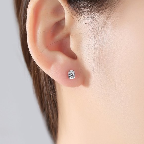 S925 Sterling Silver Stud Earrings Zircon Women's ZB1170551 - Picture 2 of 5